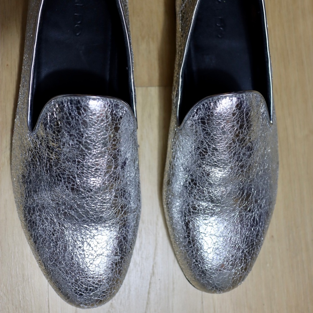 Shiny Silver Loafers by Aldo